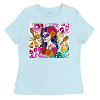 Baby Blue sugar skull girl Ladies Tee - RanaPortraitStore