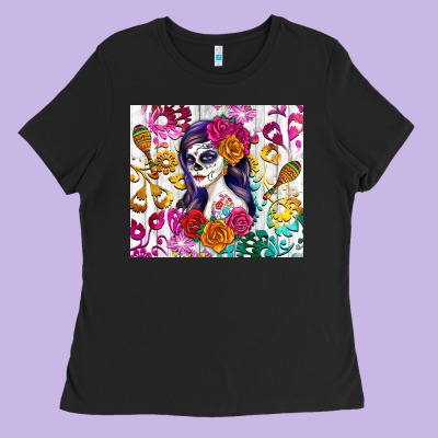Sugar Skull Girl Ladies Tee Designed By Ranaportraitstore