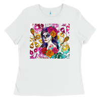 White sugar skull girl Ladies Tee - RanaPortraitStore