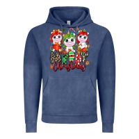 Vintage Denim Merry Christmas unicorns Vintage Hoodie - NancyCooperArtShop