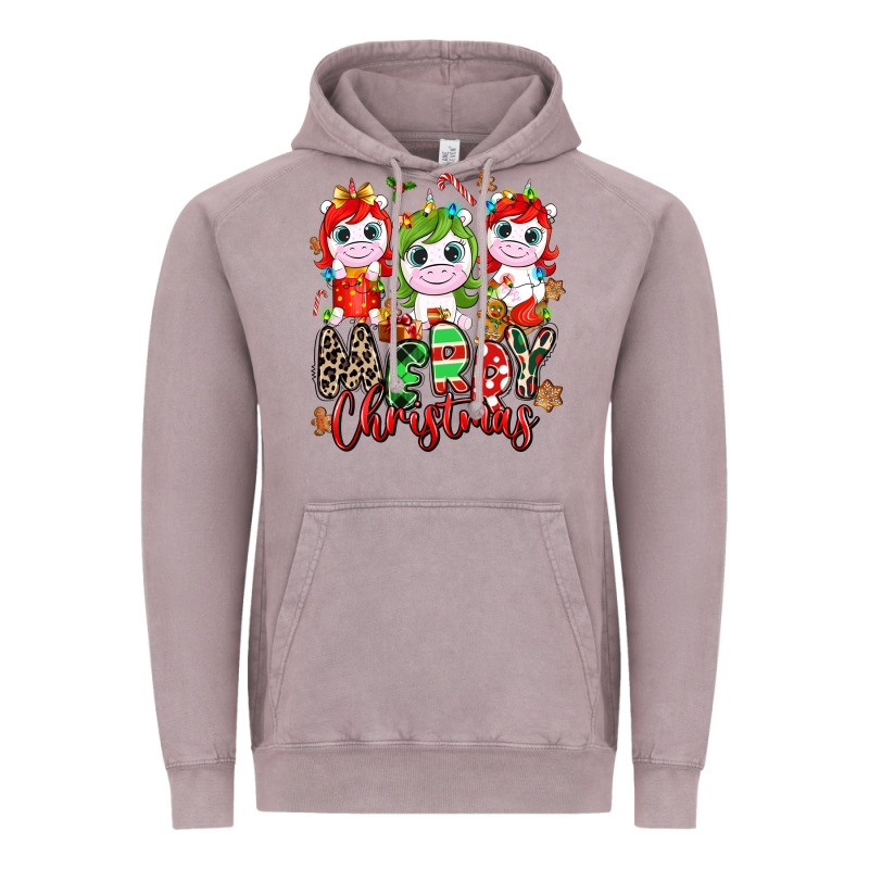 Merry Christmas Unicorns Vintage Hoodie by NancyCooperArtShop | Teevron