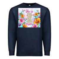Navy she is mom with flowers Premium Sweatshirt - TumblerDesignByShophia