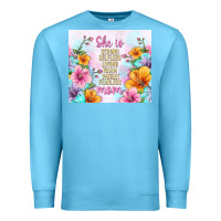 Ocean Blue she is mom with flowers Premium Sweatshirt - TumblerDesignByShophia