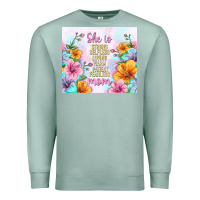 Seafoam she is mom with flowers Premium Sweatshirt - TumblerDesignByShophia
