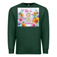 Sports Green she is mom with flowers Premium Sweatshirt - TumblerDesignByShophia