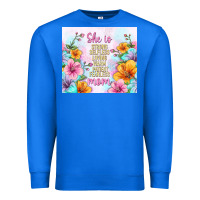 True Royal she is mom with flowers Premium Sweatshirt - TumblerDesignByShophia