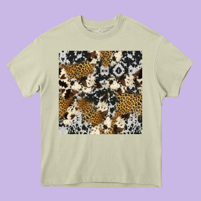 Cowhide Leopard Seamless Pattern Heavy Core Tee Designed By Hra Design Shop