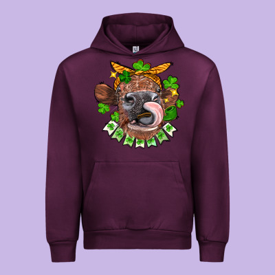 St. Patrick's Day Cow Urban Hoodie Designed By Fadigitalartstudio