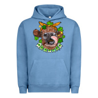 Pigment Pebble Blue St. Patrick's Day cow Urban Hoodie - FaDigitalArtStudio