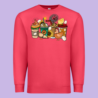 Chicken Coffee Cups Premium Sweatshirt Designed By Howdyjamesfarm