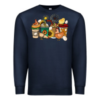 Navy Chicken coffee cups Premium Sweatshirt - HowdyJamesFarm