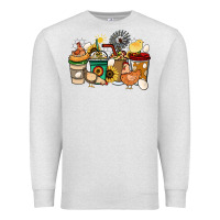 Oatmeal Heather Chicken coffee cups Premium Sweatshirt - HowdyJamesFarm