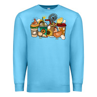 Ocean Blue Chicken coffee cups Premium Sweatshirt - HowdyJamesFarm