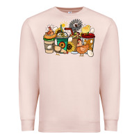 Pale Pink Chicken coffee cups Premium Sweatshirt - HowdyJamesFarm