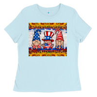 Baby Blue usa gnome Ladies Tee - HRA Design Shop