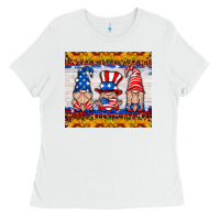 White usa gnome Ladies Tee - HRA Design Shop