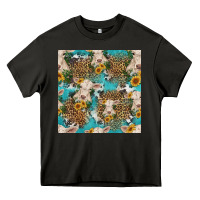 Asphalt charolais cow and sunflowers seamless pattern Heavy Core Tee - HRA Design Shop