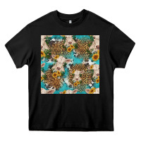 Black charolais cow and sunflowers seamless pattern Heavy Core Tee - HRA Design Shop