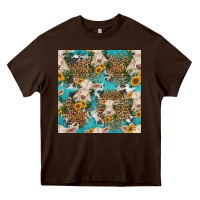 Charolais Cow And Sunflowers Seamless Pattern Heavy Core Tee | Teevron