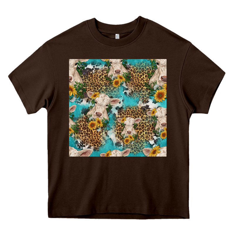 Charolais Cow And Sunflowers Seamless Pattern Heavy Core Tee by HRA Design Shop | Teevron
