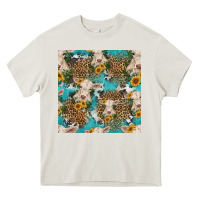 Cream charolais cow and sunflowers seamless pattern Heavy Core Tee - HRA Design Shop