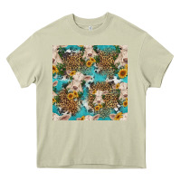 Mossy charolais cow and sunflowers seamless pattern Heavy Core Tee - HRA Design Shop