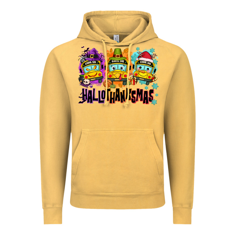 Happy Hallothanksmas School Bus Vintage Hoodie by NancyCooperArtShop | Teevron