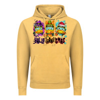Vintage Mustard Happy Hallothanksmas school bus Vintage Hoodie - NancyCooperArtShop