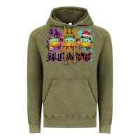 Vintage Olive Happy Hallothanksmas school bus Vintage Hoodie - NancyCooperArtShop