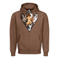 Chestnut Country Cupid Valentine Cowhide Heart Zipper Hoodie - Bettercallsaul