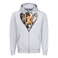 Heather Grey Country Cupid Valentine Cowhide Heart Zipper Hoodie - Bettercallsaul