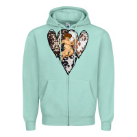 Seafoam Country Cupid Valentine Cowhide Heart Zipper Hoodie - Bettercallsaul