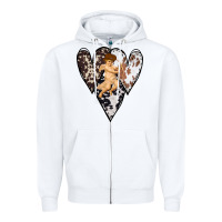 White Country Cupid Valentine Cowhide Heart Zipper Hoodie - Bettercallsaul