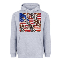 Heather Grey cowhide amerikan flag Heavyweight Hoodie - TumblerDesignByShophia