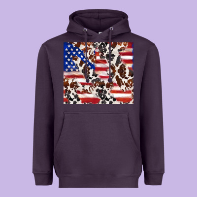 Cowhide Amerikan Flag Heavyweight Hoodie Designed By Tumblerdesignbyshophia