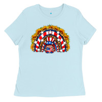 Baby Blue usa gnome sunflower rainbow Ladies Tee - HRA Design Shop