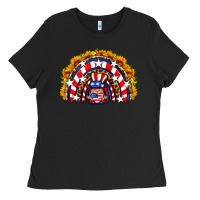 Black usa gnome sunflower rainbow Ladies Tee - HRA Design Shop