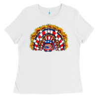 White usa gnome sunflower rainbow Ladies Tee - HRA Design Shop