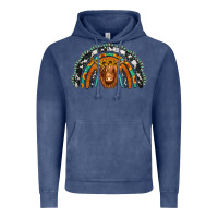 Vintage Denim turquoise cowhide sunflower headband highland cow Vintage Hoodie - Jasminsmagicworld