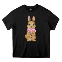 Black easter rabbit pink flowers Heavy Core Tee - BarkalooDesign