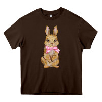 Chocolate Brown easter rabbit pink flowers Heavy Core Tee - BarkalooDesign