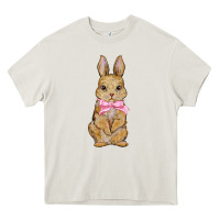 Cream easter rabbit pink flowers Heavy Core Tee - BarkalooDesign