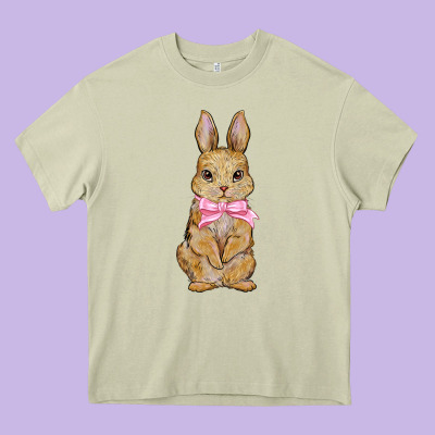 Easter Rabbit Pink Flowers Heavy Core Tee Designed By Barkaloodesign
