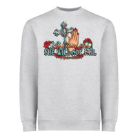 Heather Grey she will not fail psalm christian cross pray Heavyweight Sweatshirt - NancyCooperArtShop