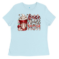 Baby Blue baseball mom coffee Ladies Tee - RacoonDesign