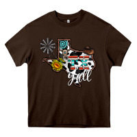 Chocolate Brown tx yall western Heavy Core Tee - CowhideDigitalArt