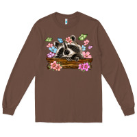 Chestnut raccoon with flowers Long Sleeve Tee - MaliasSmallBusiness