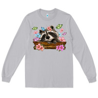 Moon Dust raccoon with flowers Long Sleeve Tee - MaliasSmallBusiness