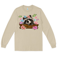 Mushroom raccoon with flowers Long Sleeve Tee - MaliasSmallBusiness