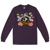 Plum raccoon with flowers Long Sleeve Tee - MaliasSmallBusiness